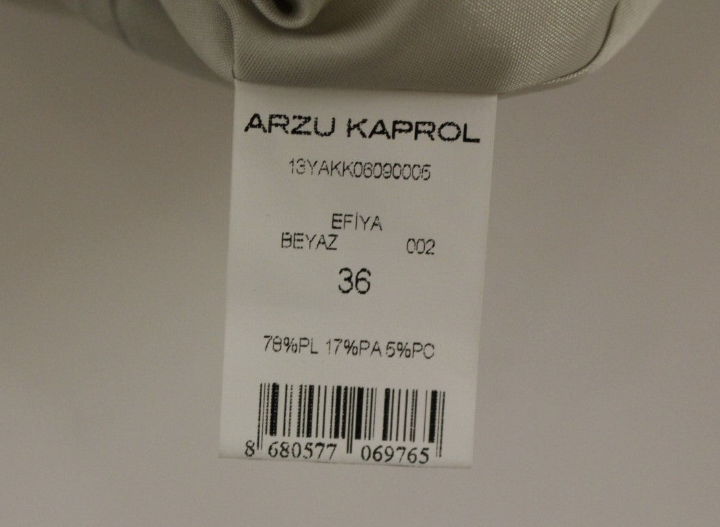 Arzu Kaprol White Acrylic Straight Pencil Skirt