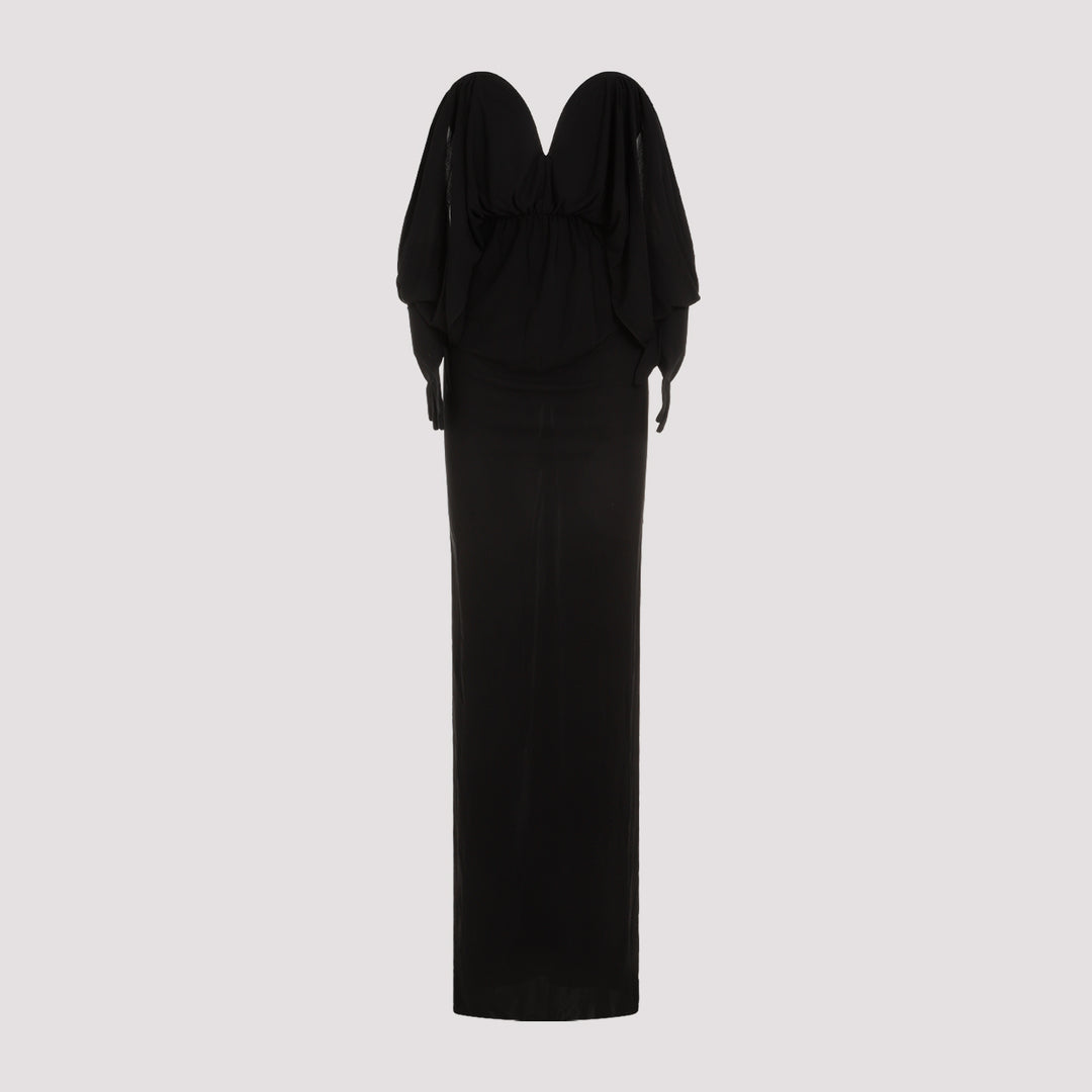 Black Viscose Long Dress-0