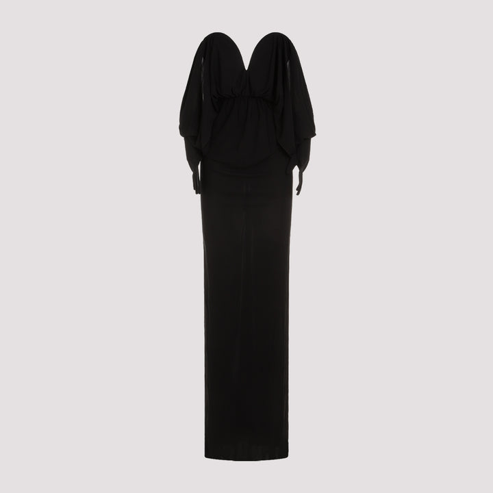 Black Viscose Long Dress-0