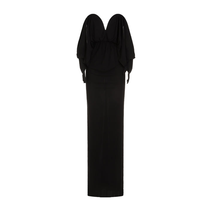 Black Viscose Long Dress-1