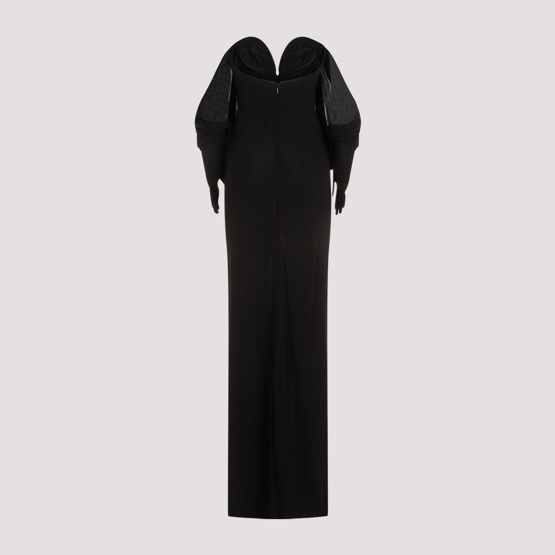 Black Viscose Long Dress-3