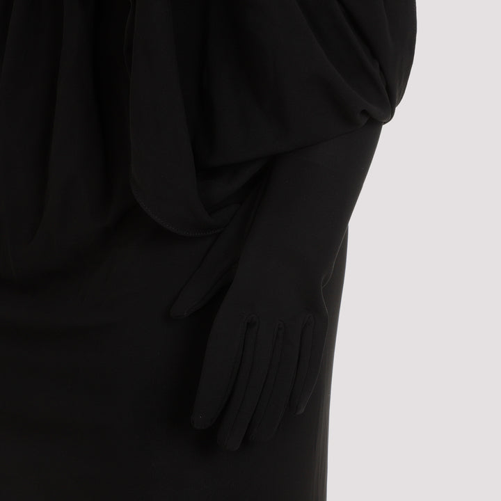 Black Viscose Long Dress-5