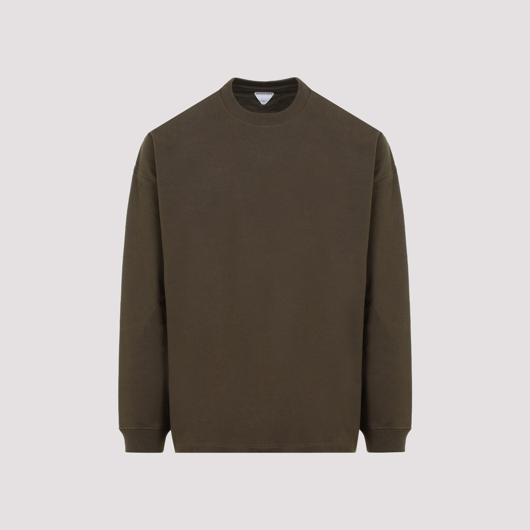 Olive Crewneck Cotton Sweatshirt-0