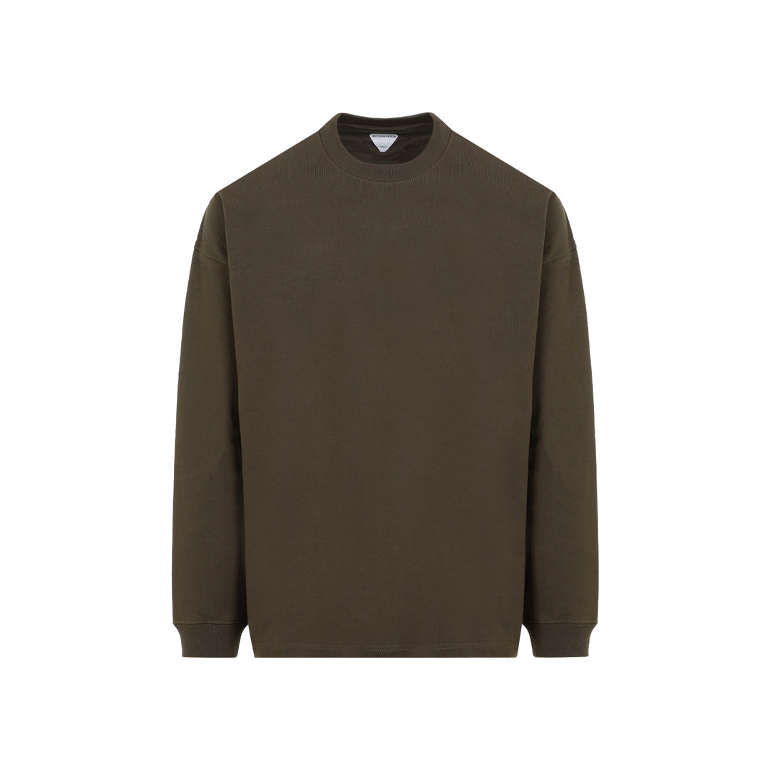 Olive Crewneck Cotton Sweatshirt-1
