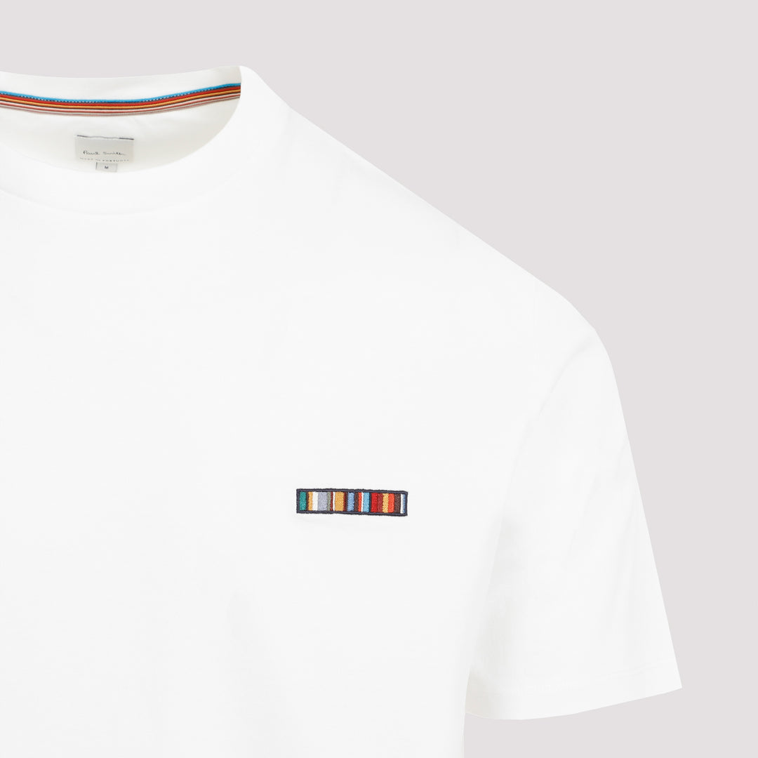 Off White Multi Stripe Emb Cotton T-shirt-4