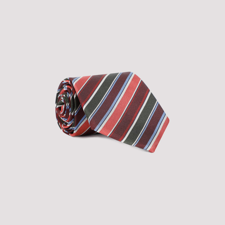 Burgundy Club Stripe Silk Tie-2