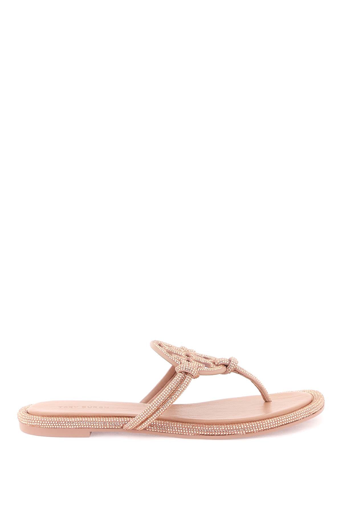 pavé leather thong sandals-0