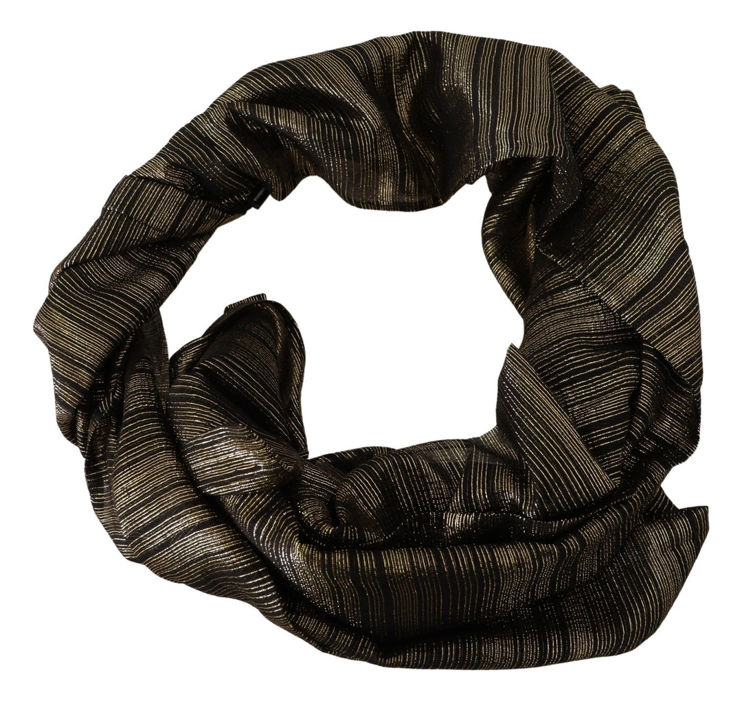 Dolce & Gabbana Metallic Gold Silk Stretch Shawl Wrap Scarf