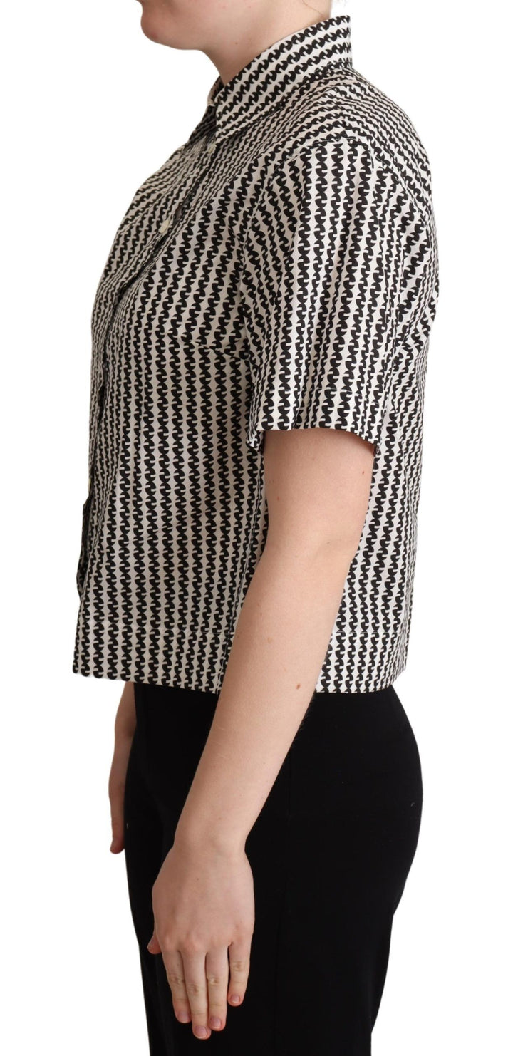 Dolce & Gabbana White Black Fantasy Pattern Shirt