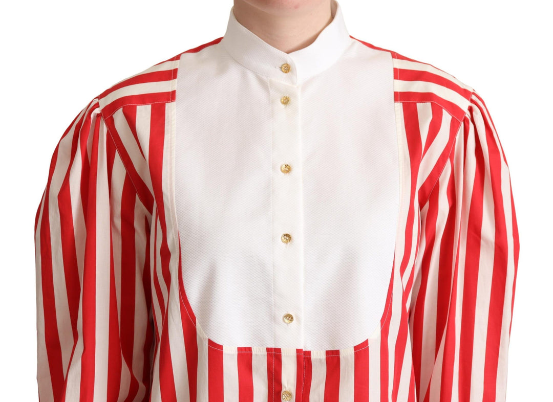 Dolce & Gabbana Red White Striped Long Sleeves Formal Shirt