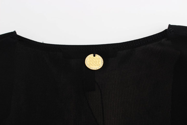 Roccobarocco Black Embellished Jersey Mini Sheath Short Dress