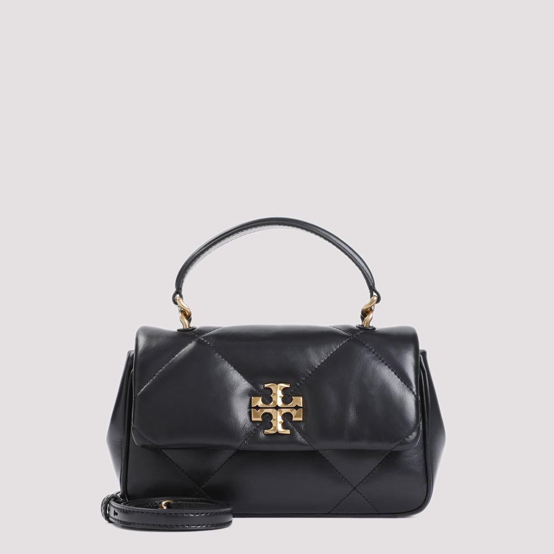 Black Nappa Cow Leather Kira Diamond Top Handle Handbag-0