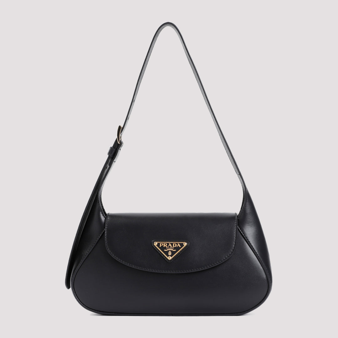 Black Pattina Nappa Calf Leather Shoulder Bag-0