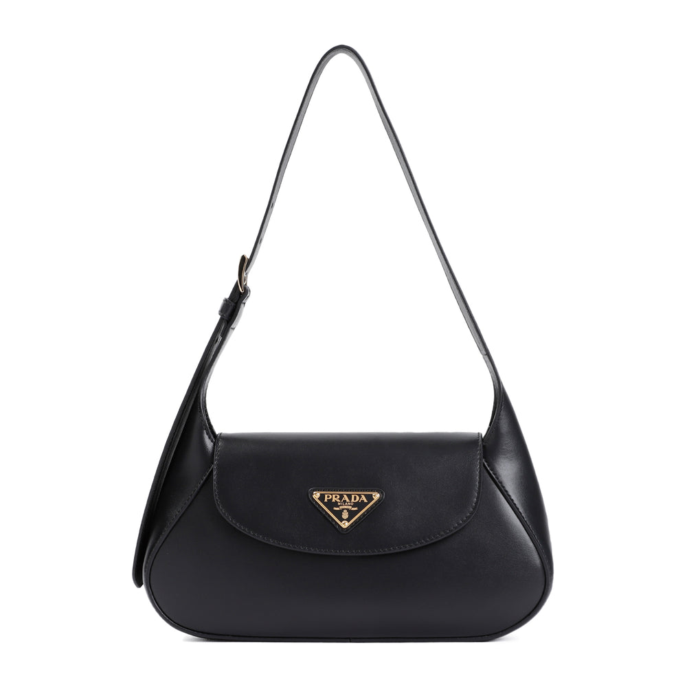Black Pattina Nappa Calf Leather Shoulder Bag-1