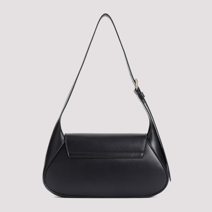 Black Pattina Nappa Calf Leather Shoulder Bag-3