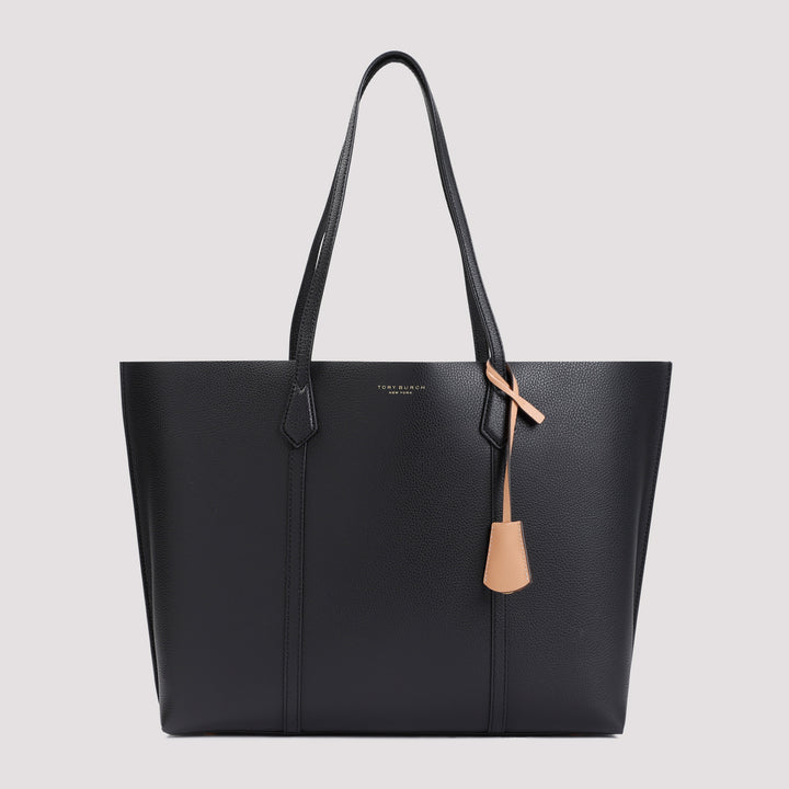 Black Perry Triple Grained Leather Tote Bag-2