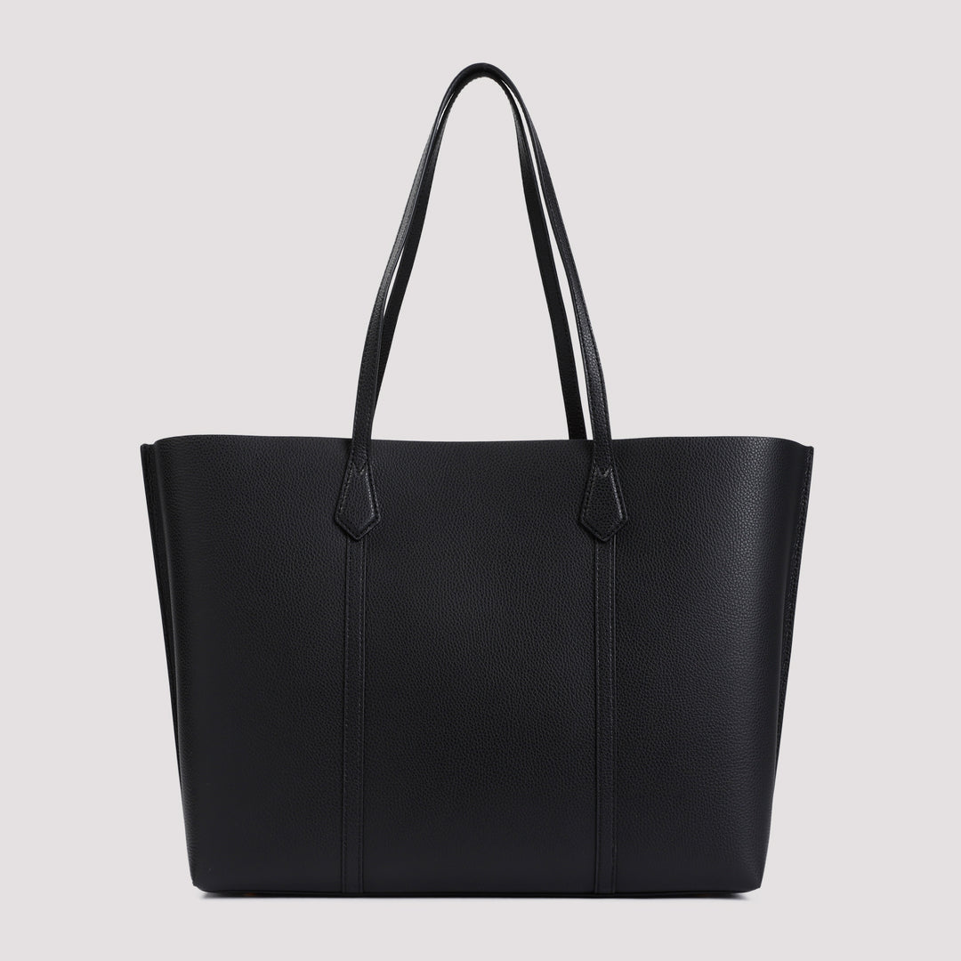 Black Perry Triple Grained Leather Tote Bag-3