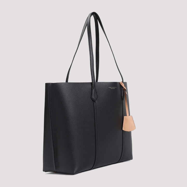 Black Perry Triple Grained Leather Tote Bag-4