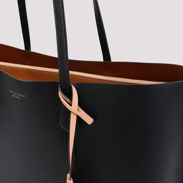 Black Perry Triple Grained Leather Tote Bag-5