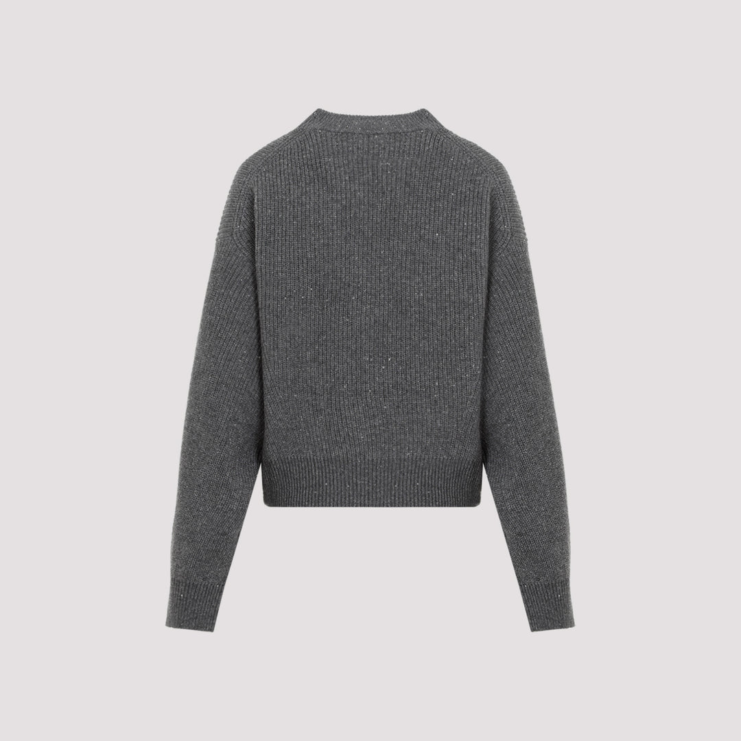 Grey Micro Paillette Cashmere Sweater-3