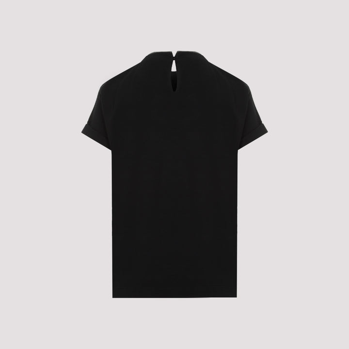 Black Monili Collar Cotton T-shirt-3