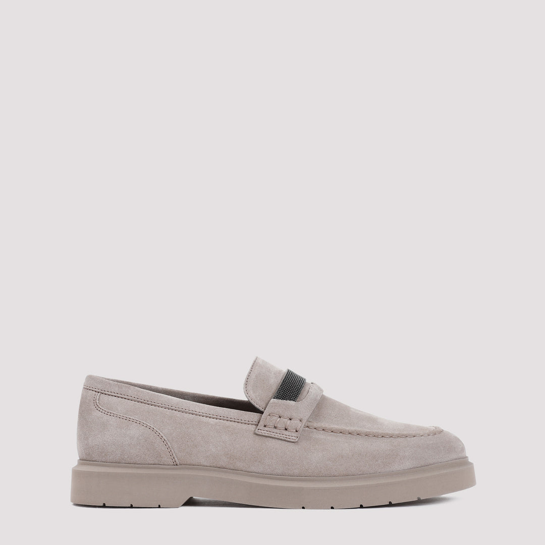 Grey Leather Loafers-0