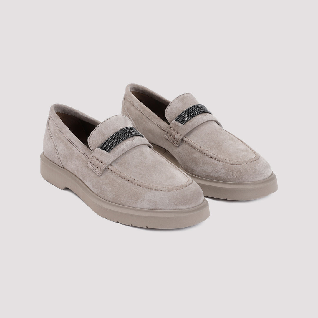 Grey Leather Loafers-4