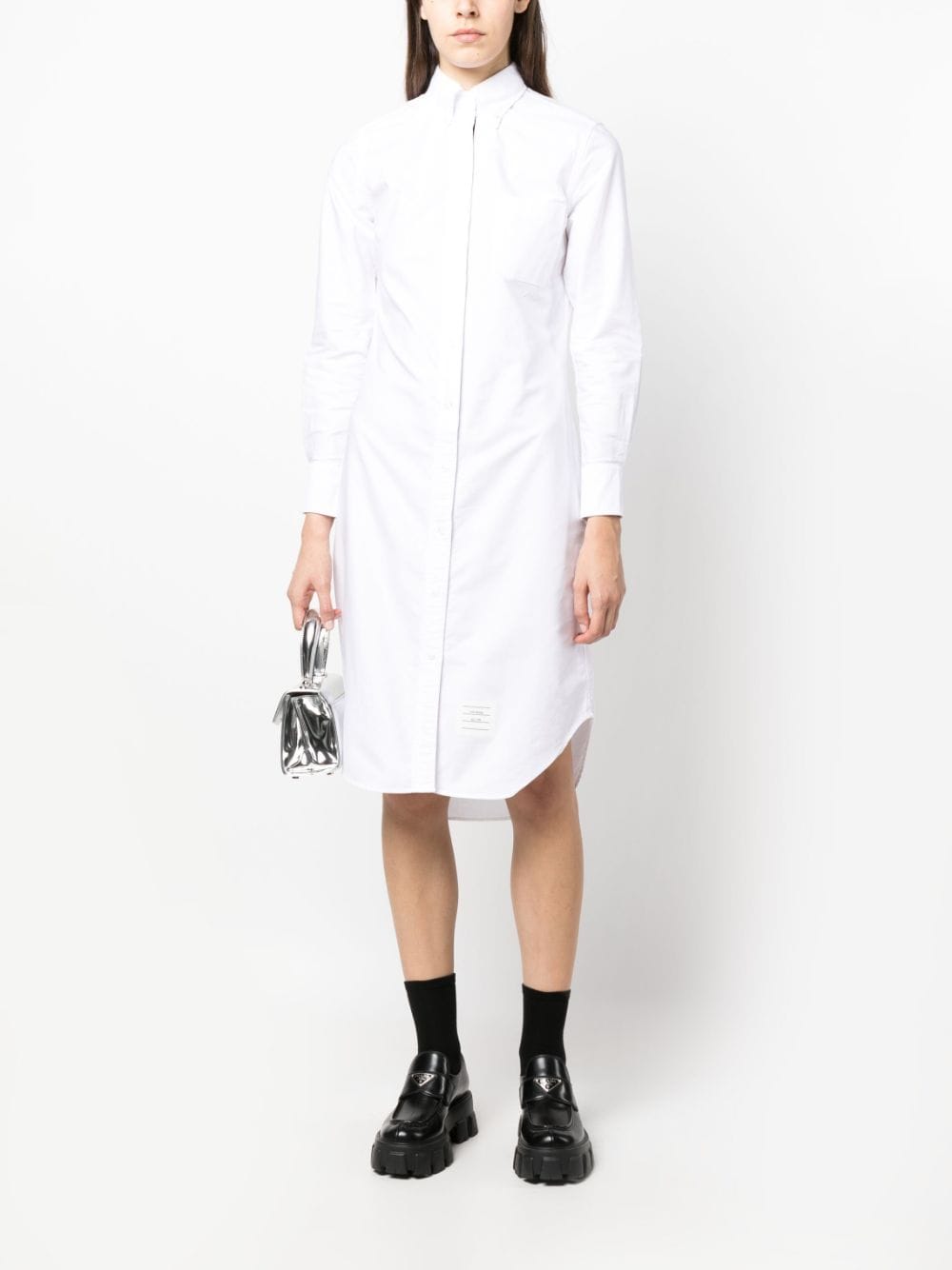 logo-patch cotton shirtdress-1
