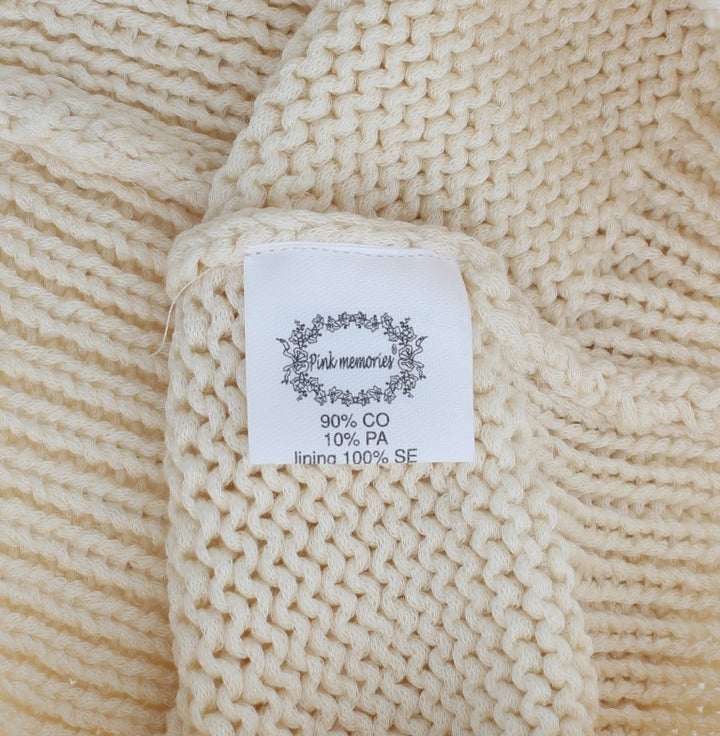 PINK MEMORIES Beige Cotton Blend Knitted Sleeveless Sweater