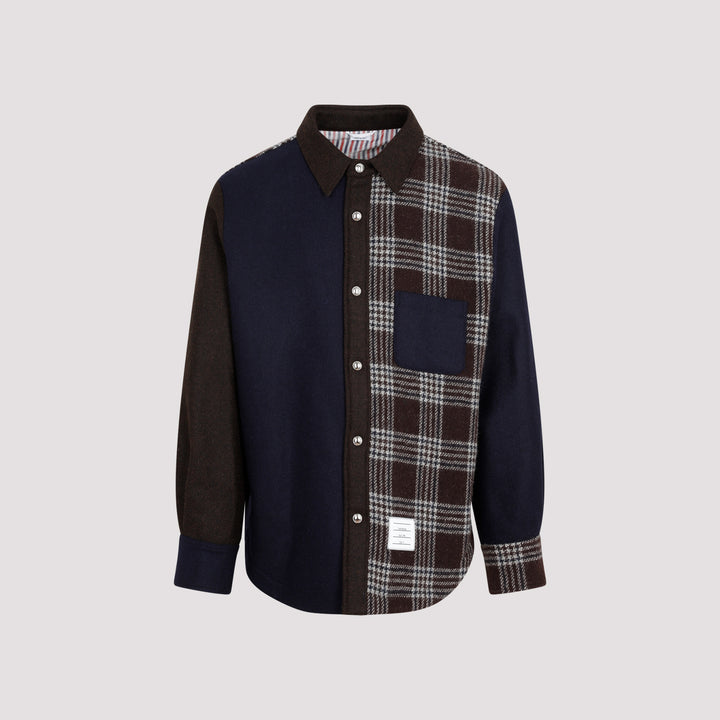 Dark Brown Wool Snap Front Shirt Jacket-2