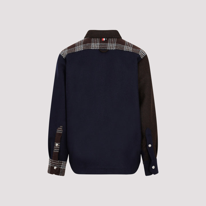 Dark Brown Wool Snap Front Shirt Jacket-3