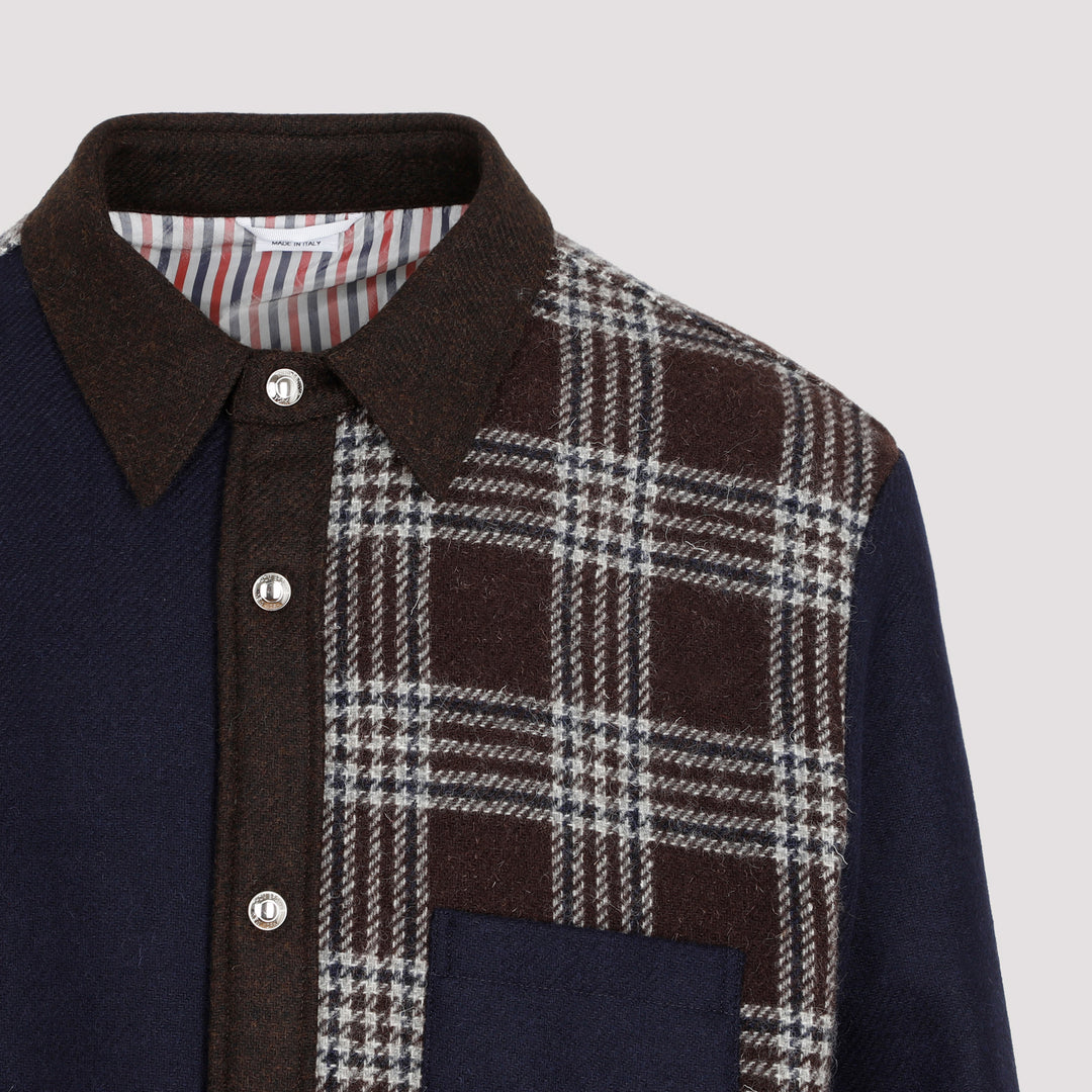 Dark Brown Wool Snap Front Shirt Jacket-5