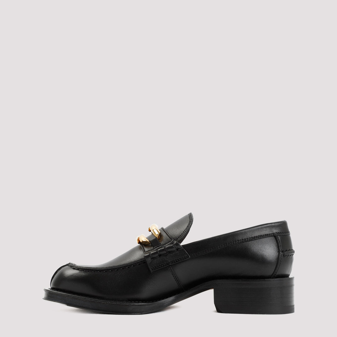 Black Calf Leather Medley Loafers-3