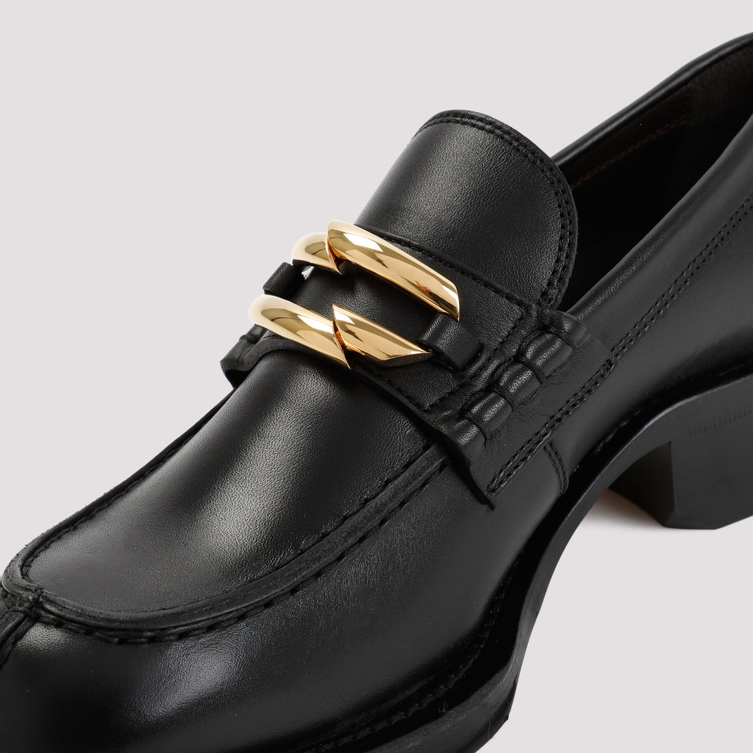 Black Calf Leather Medley Loafers-5