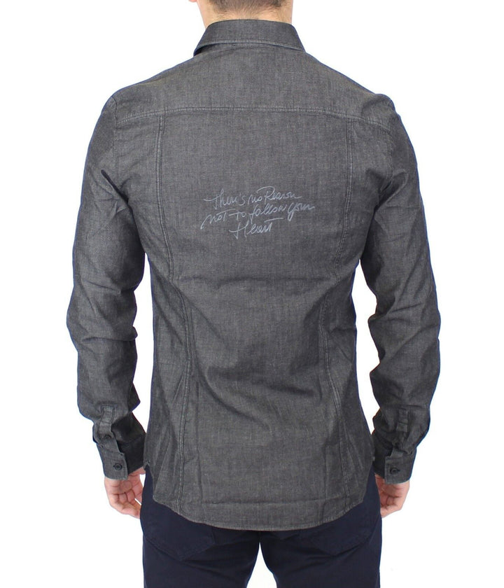 Ermanno Scervino Denim Jeans Cotton Casual Gray Stretch Shirt