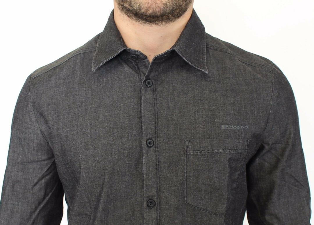 Ermanno Scervino Denim Jeans Cotton Casual Gray Stretch Shirt
