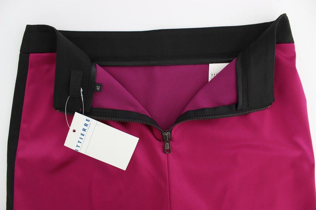 Exte Pink Black Above Knees Cotton Stretch Skirt
