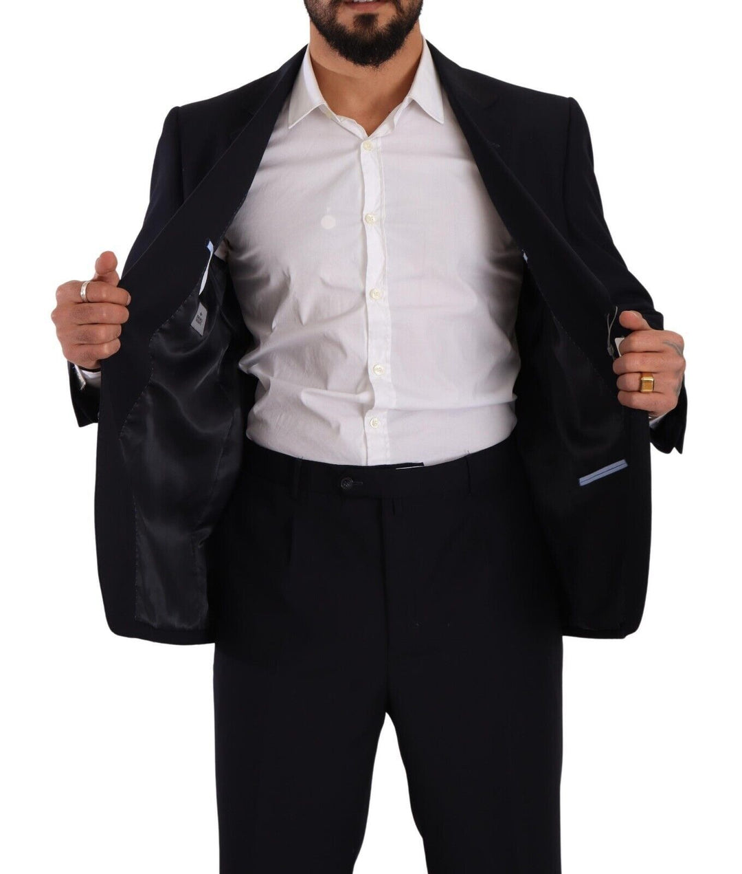 Domenico Tagliente Blue Polyester Single Breasted Formal Suit