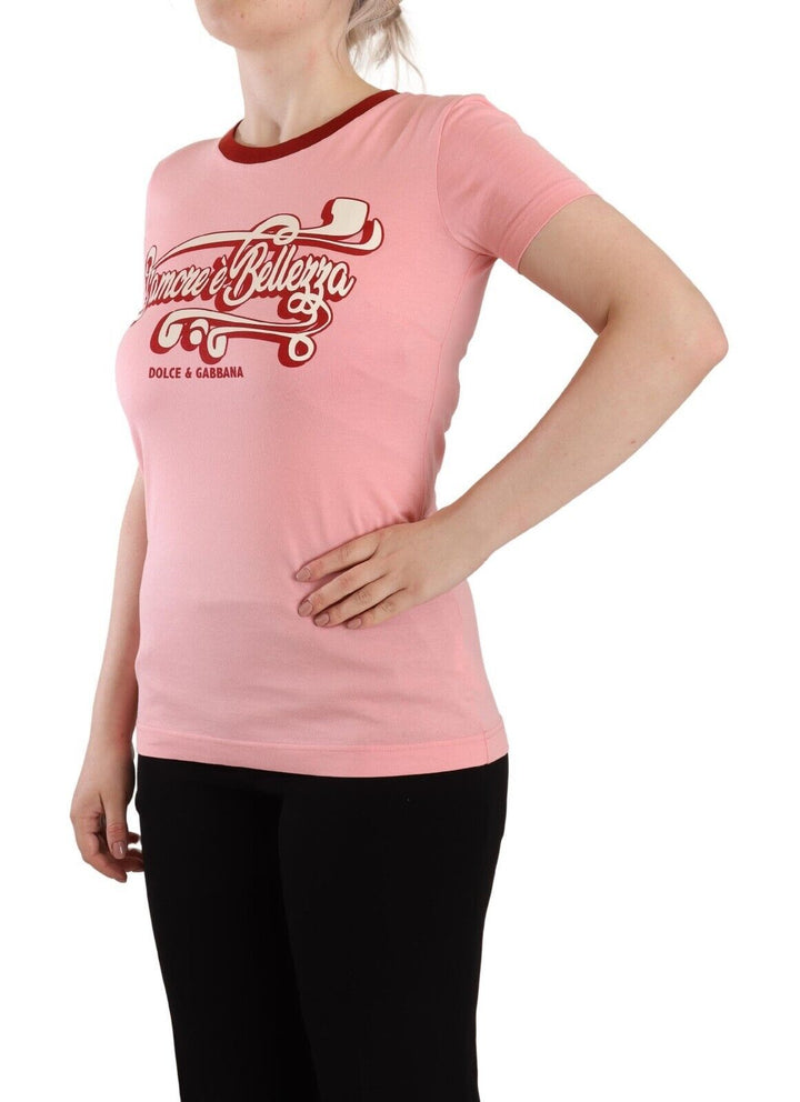 Dolce & Gabbana Pink Cotton Short Sleeves Crewneck T-shirt Top