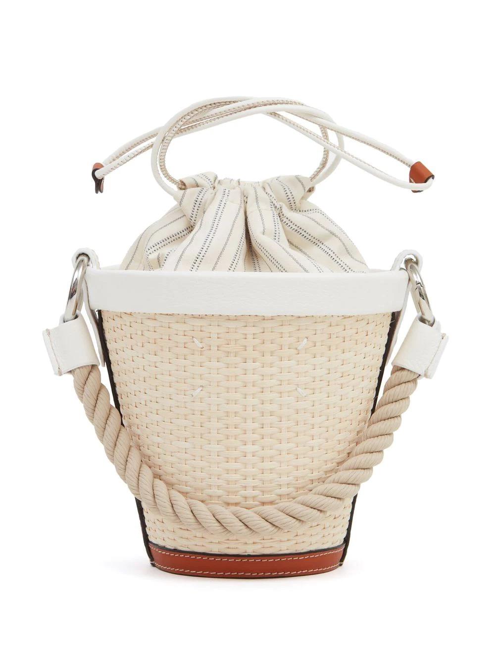 MAISON MARGIELA Fire Bucket woven-raffia shoulder bag-3