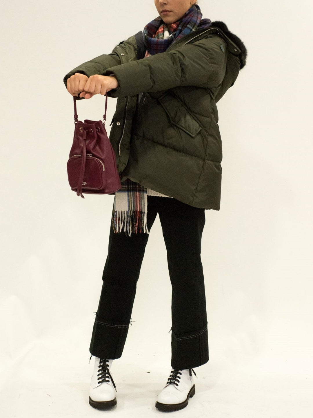 LA ROSE leather satchel bag black-12