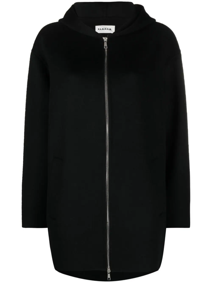 PAROSH zip-up hooded wool jacket-0