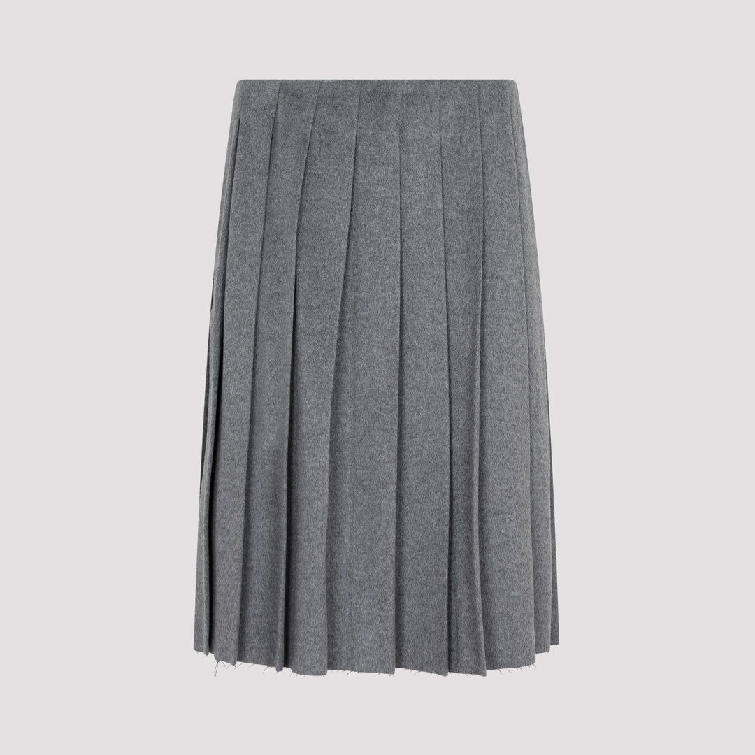 Gray Wool and Cashmere pleated Skirt-0