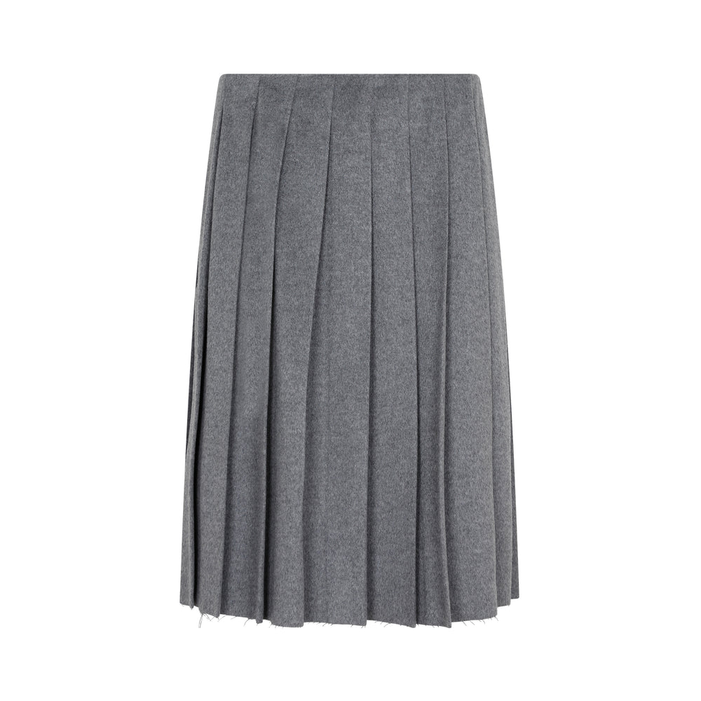 Gray Wool and Cashmere pleated Skirt-1