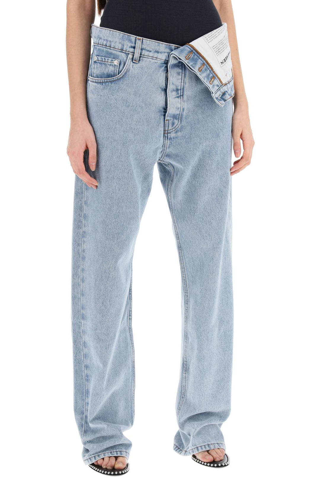 asymmetric waist jeans with seven-1