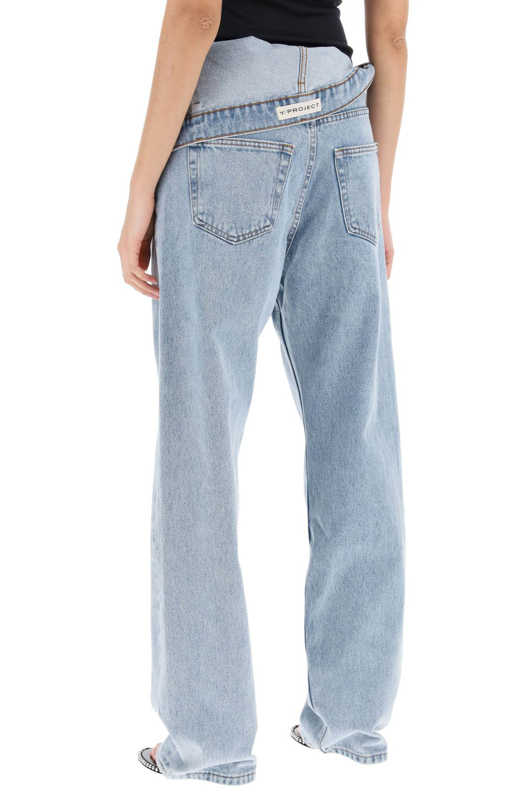 asymmetric waist jeans with seven-3