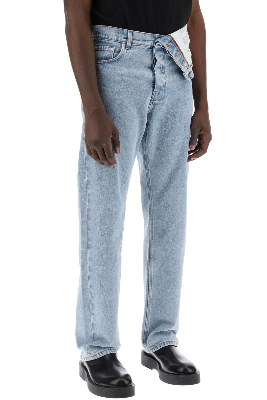 asymmetric waist jeans with seven-2