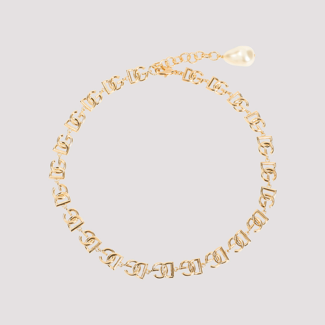 Golden DG Logo Brass Necklace-0