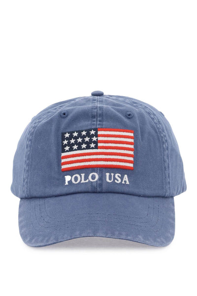 Polo ralph lauren baseball cap in twill with embroidered flag-0
