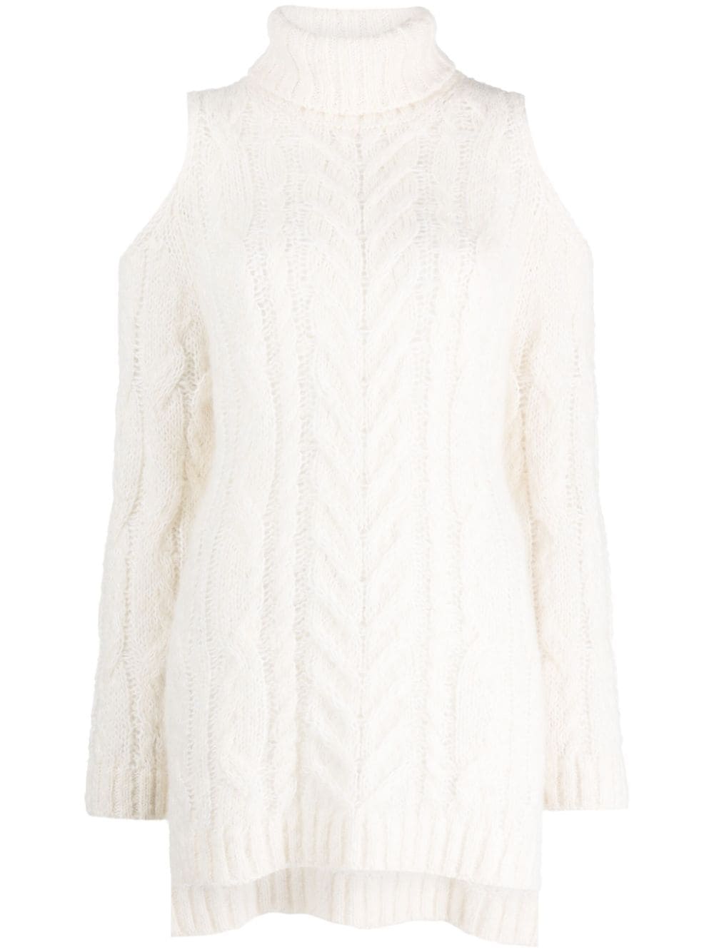 PAROSH cold-shoulder cable-knit jumper-0